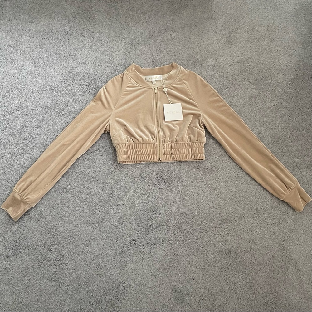 Brand New Meshki Cropped Velvet Sweater